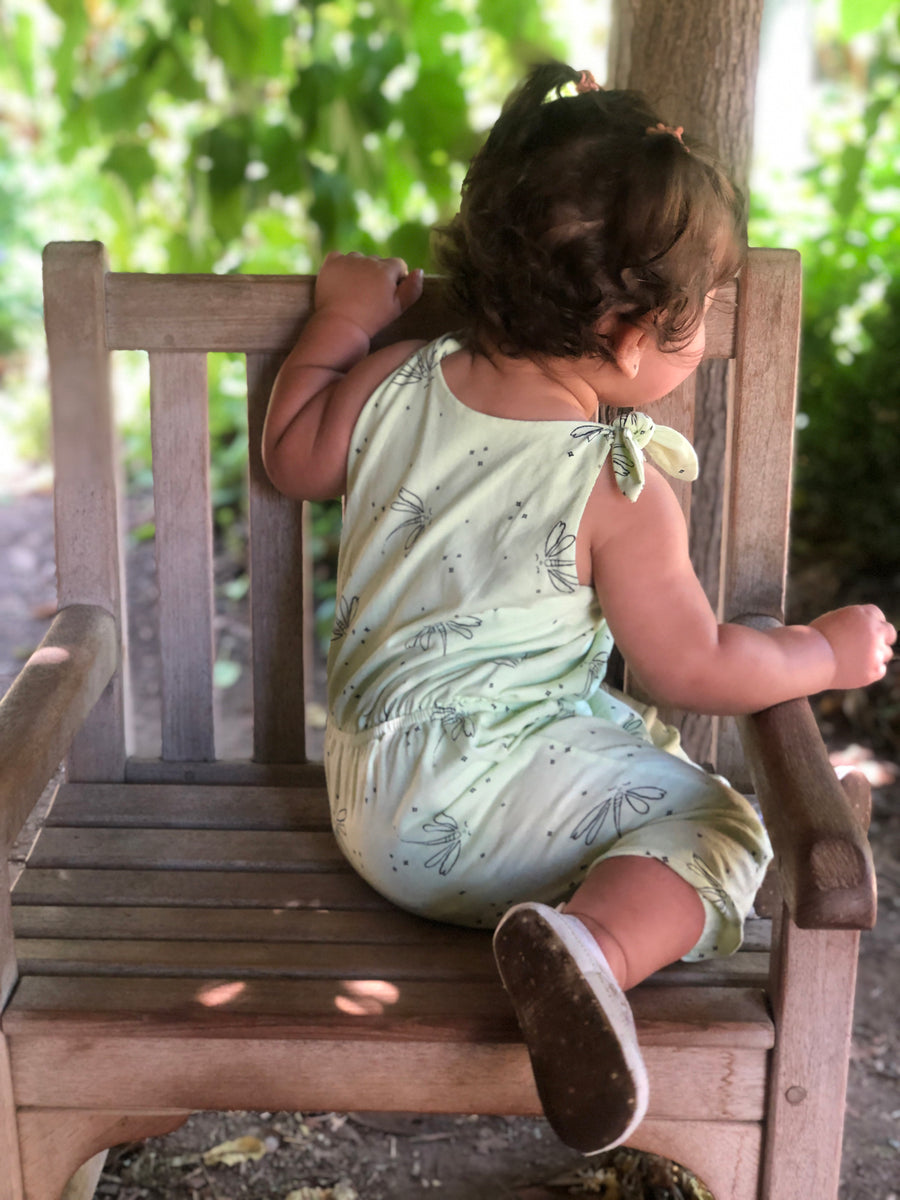 Dragonfly Baby Romper, Baby Lime