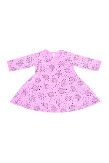 Sprinkle Donuts A-line dress, Peony Pink
