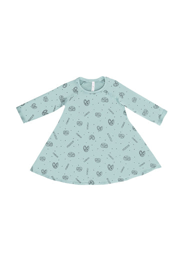 Pretzel Mix A-line dress, Dusty Blue