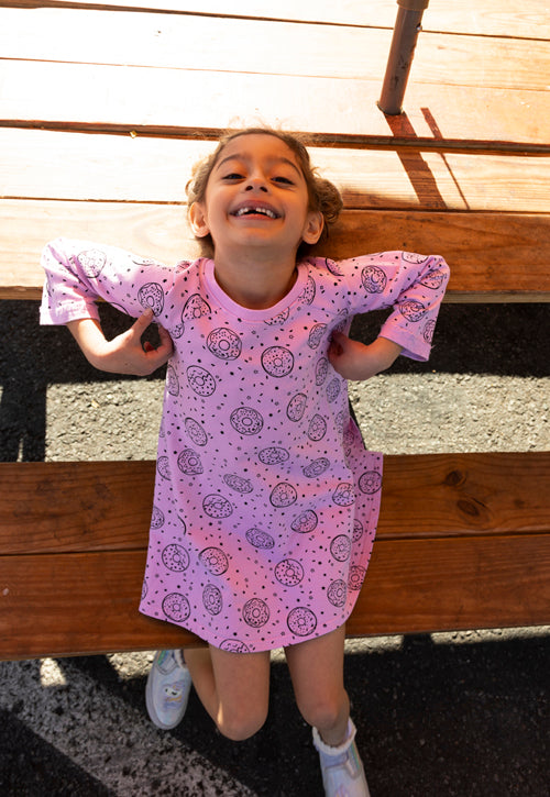 Sprinkle Donuts A-line dress, Peony Pink