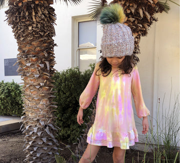 Bamboo Tie Dye Ruffle Dress, California Sunset