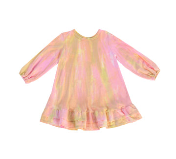 Bamboo Tie Dye Ruffle Dress, California Sunset