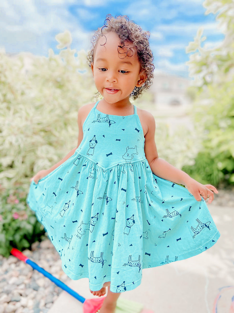 Puppy Party Cross Back Dress, Capri